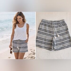 J.Jill Love Linen Gray White Stripe 100% Linen Shorts Small Coastal Summer Chic